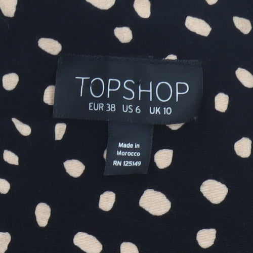 Topshop Women Black Animal Print Long Fit & Flare Dress UK 10