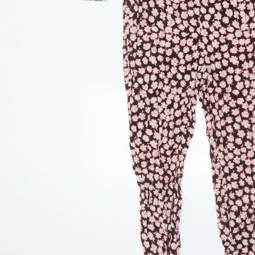 Mint Velvet Women’s Black Floral Size 8 V-Neck Tapered Jumpsuit