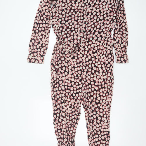 Mint Velvet Women’s Black Floral Size 8 V-Neck Tapered Jumpsuit