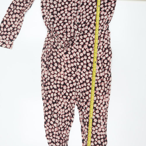 Mint Velvet Women’s Black Floral Size 8 V-Neck Tapered Jumpsuit