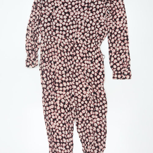 Mint Velvet Women’s Black Floral Size 8 V-Neck Tapered Jumpsuit