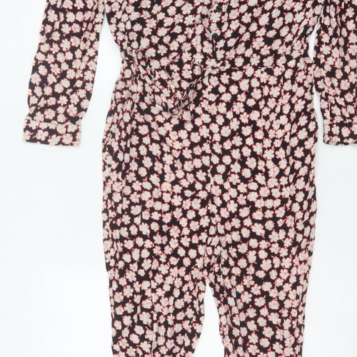 Mint Velvet Women’s Black Floral Size 8 V-Neck Tapered Jumpsuit