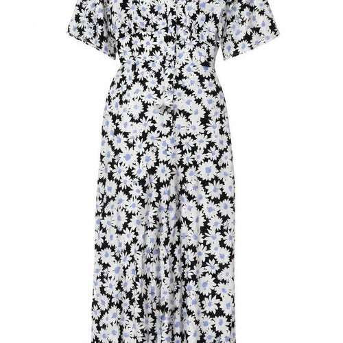 Nobody's Child Women Black Floral Wide-Leg Jumpsuit UK 14 V-Neck