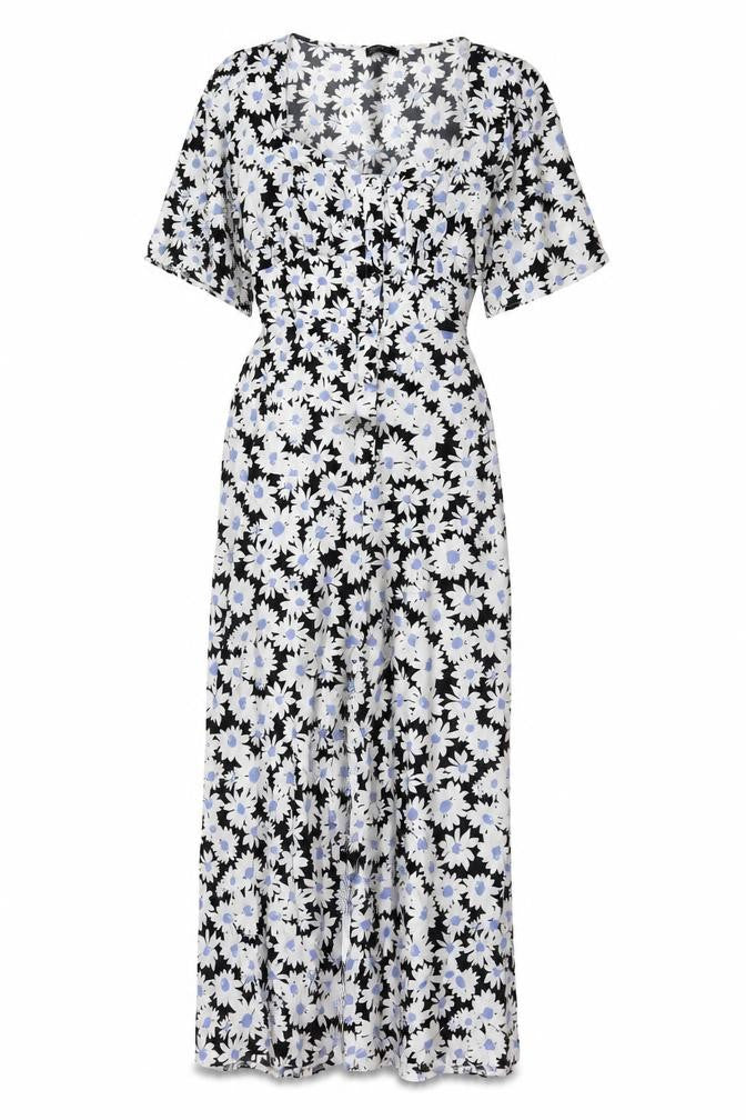 Nobody's Child Women Black Floral Wide-Leg Jumpsuit UK 14 V-Neck