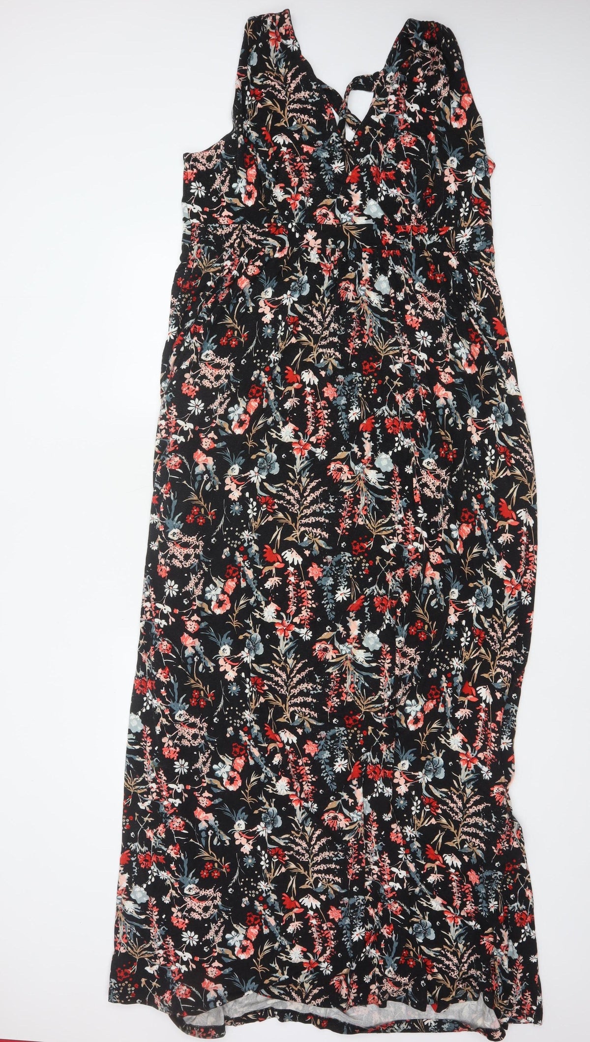 Long Tall Sally Women Black Floral UK 20 Tall Maxi Sleeveless Dress