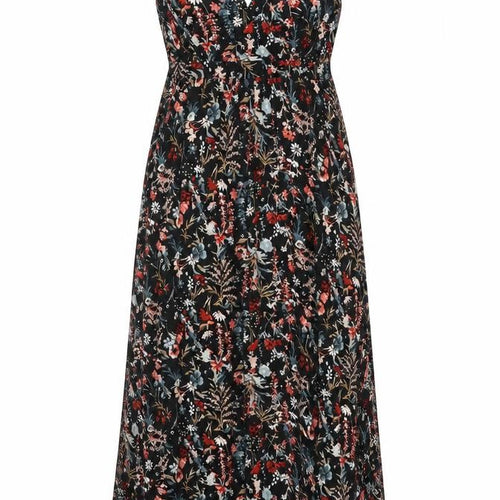 Long Tall Sally Women Black Floral UK 20 Tall Maxi Sleeveless Dress