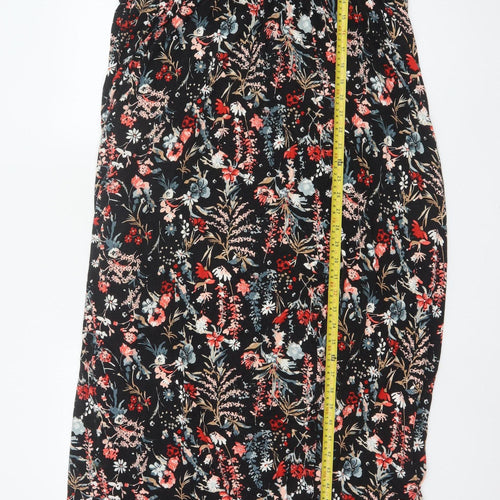 Long Tall Sally Women Black Floral UK 20 Tall Maxi Sleeveless Dress