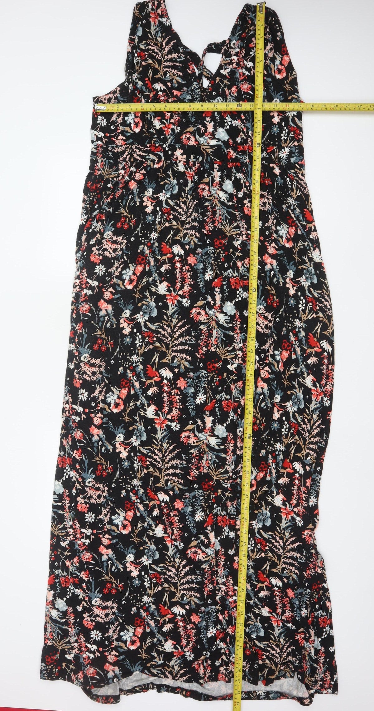 Long Tall Sally Women Black Floral UK 20 Tall Maxi Sleeveless Dress