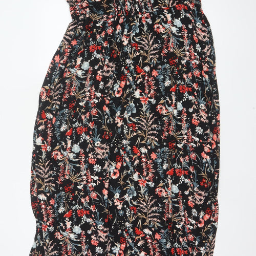Long Tall Sally Women Black Floral UK 20 Tall Maxi Sleeveless Dress