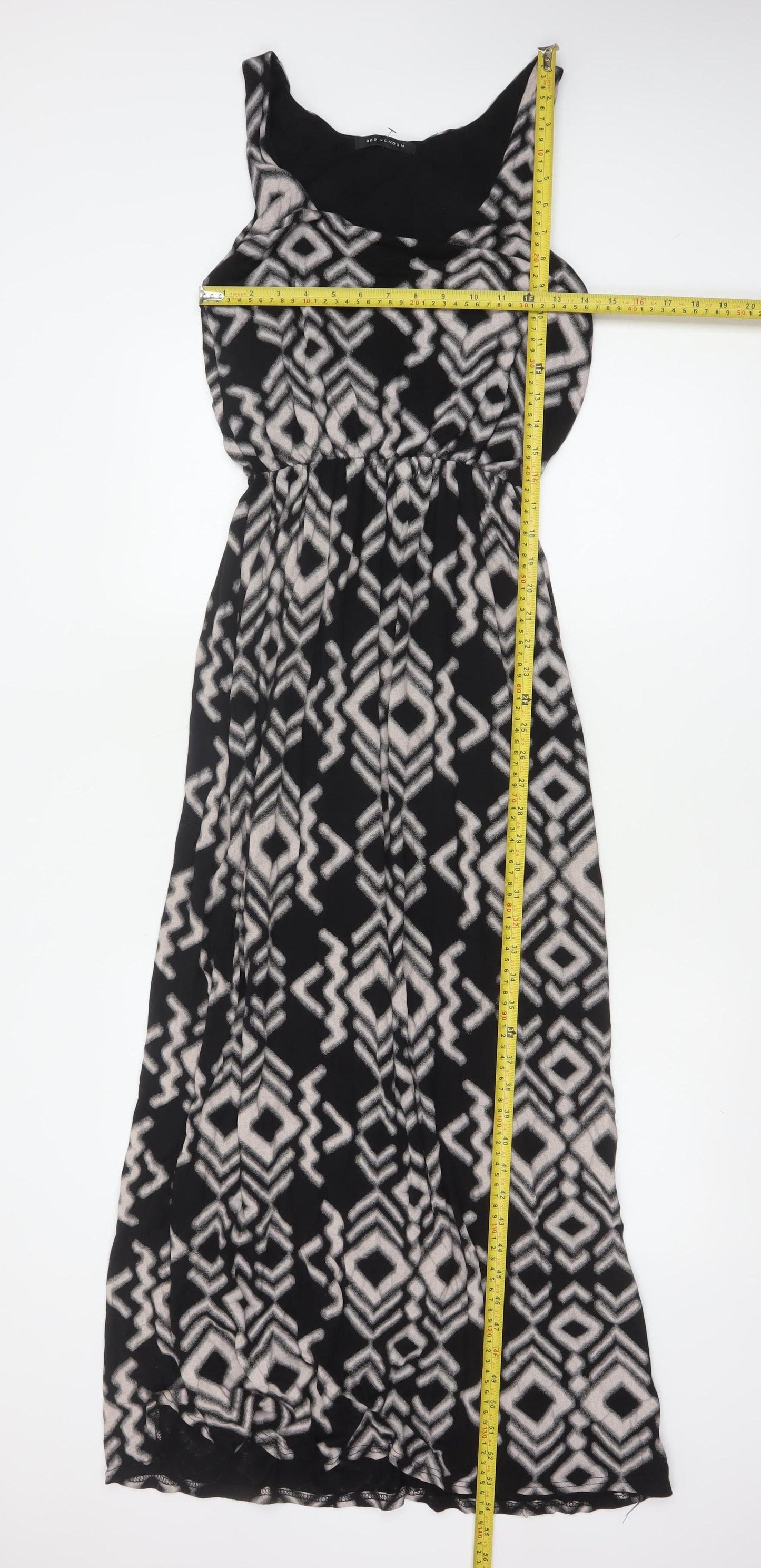 QED London Women Black Grey Aztec Geometric Maxi Dress Size S