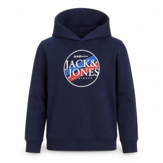 Jack & Jones Boys Navy 9-10 Years Pullover Logo Hoodie Cotton Blend