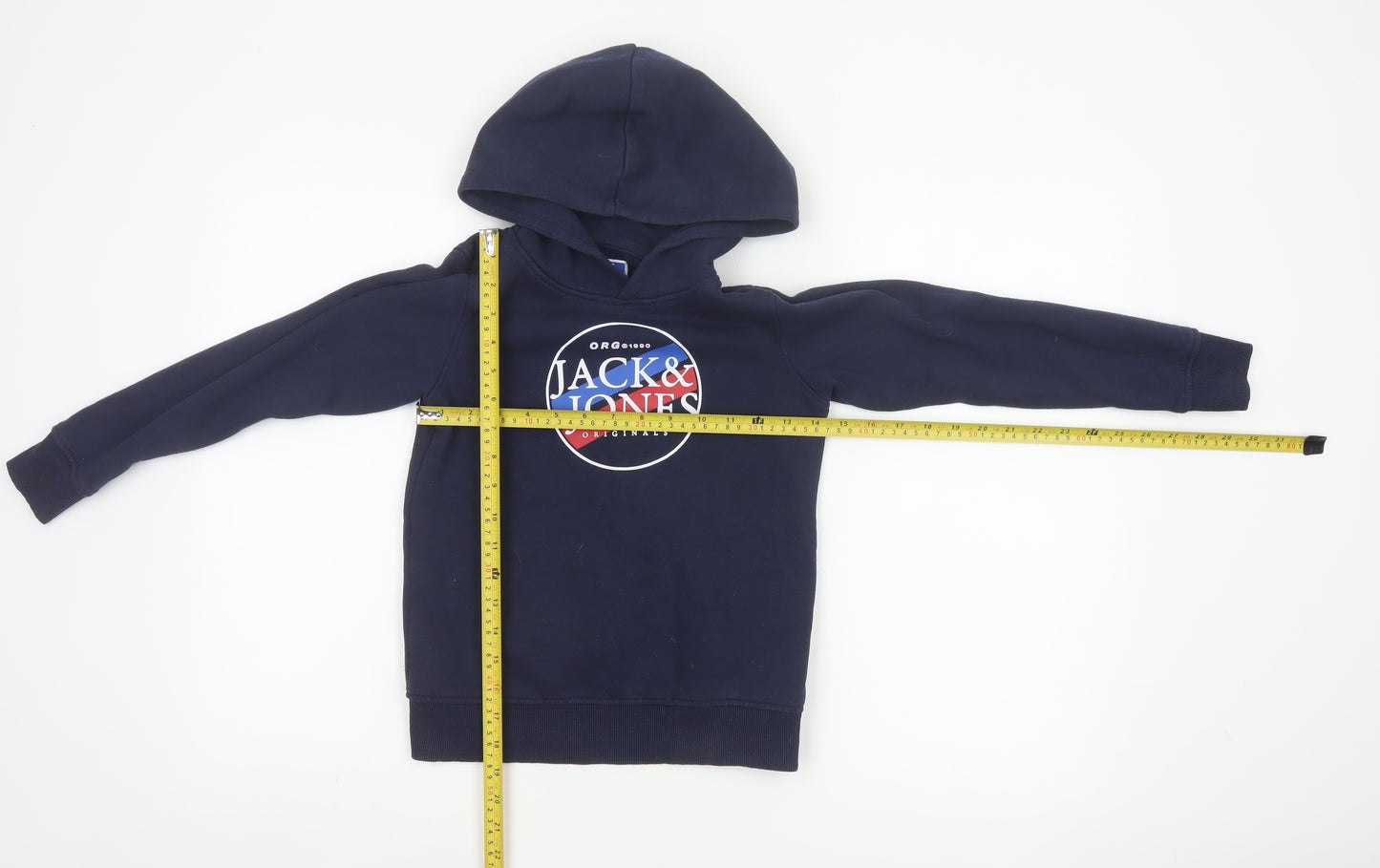 Jack & Jones Boys Navy 9-10 Years Pullover Logo Hoodie Cotton Blend