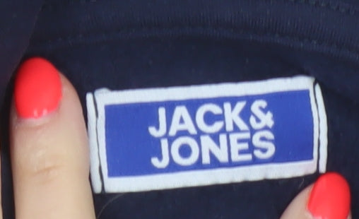 Jack & Jones Boys Navy 9-10 Years Pullover Logo Hoodie Cotton Blend