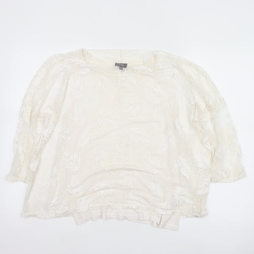 Phase Eight Women Ivory UK 10 3/4 Sleeve Leaf Devore Lined Blouse