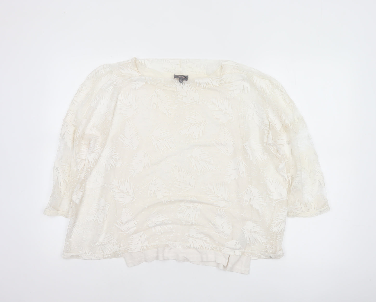 Phase Eight Women Ivory UK 10 3/4 Sleeve Leaf Devore Lined Blouse