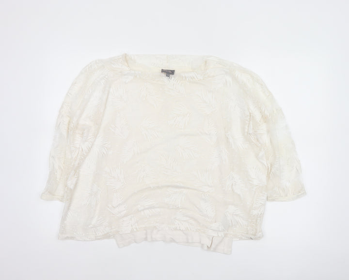 Phase Eight Women Ivory UK 10 3/4 Sleeve Leaf Devore Lined Blouse