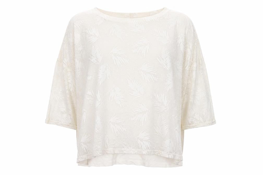 Front view of Phase Eight Women Ivory UK 10 3/4 Sleeve Leaf Devore Lined Blouse