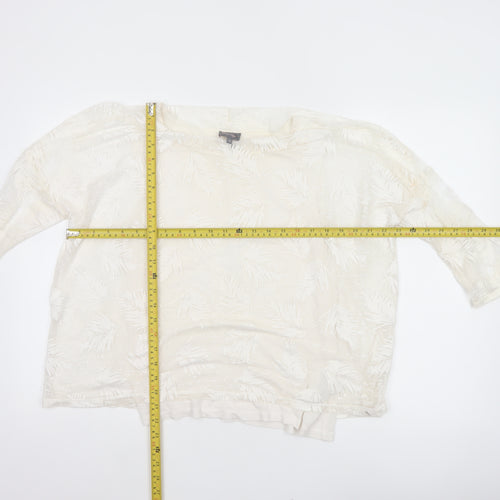 Phase Eight Women Ivory UK 10 3/4 Sleeve Leaf Devore Lined Blouse