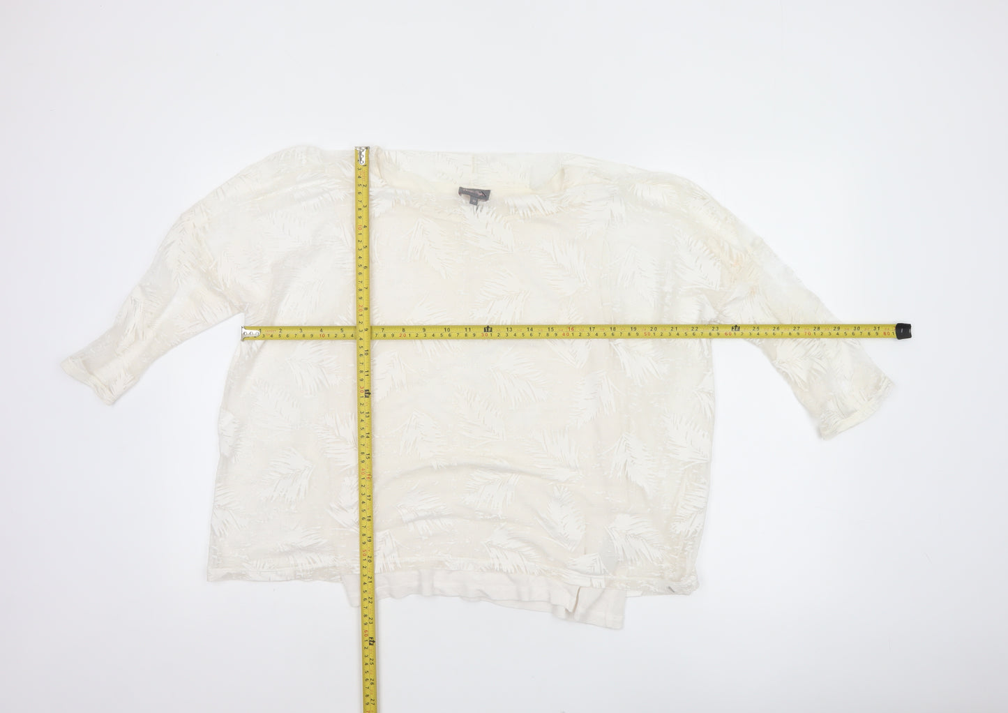 Phase Eight Women Ivory UK 10 3/4 Sleeve Leaf Devore Lined Blouse