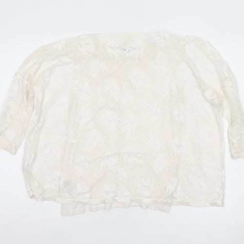 Phase Eight Women Ivory UK 10 3/4 Sleeve Leaf Devore Lined Blouse