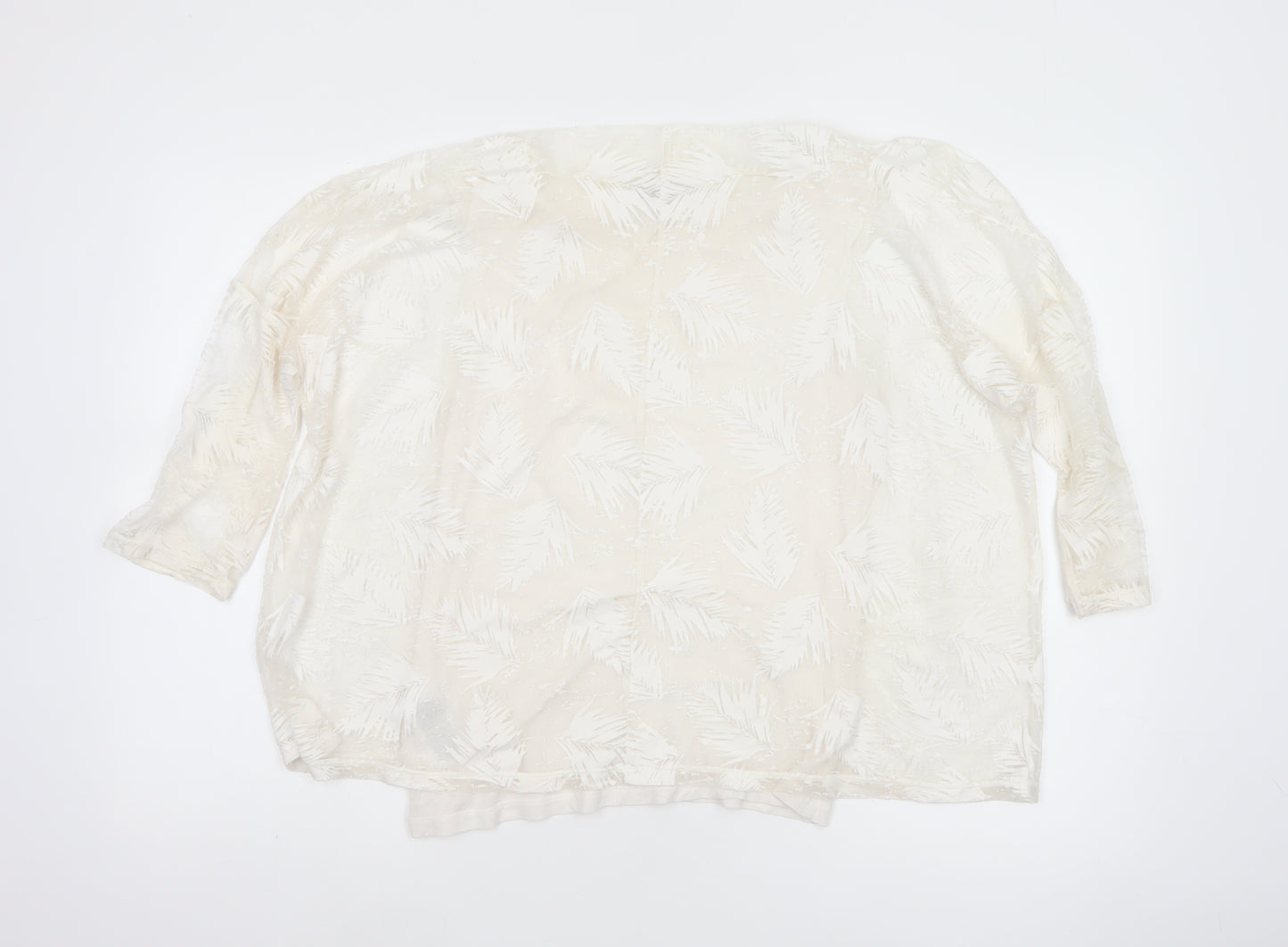 Phase Eight Women Ivory UK 10 3/4 Sleeve Leaf Devore Lined Blouse