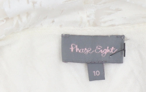 Phase Eight Women Ivory UK 10 3/4 Sleeve Leaf Devore Lined Blouse