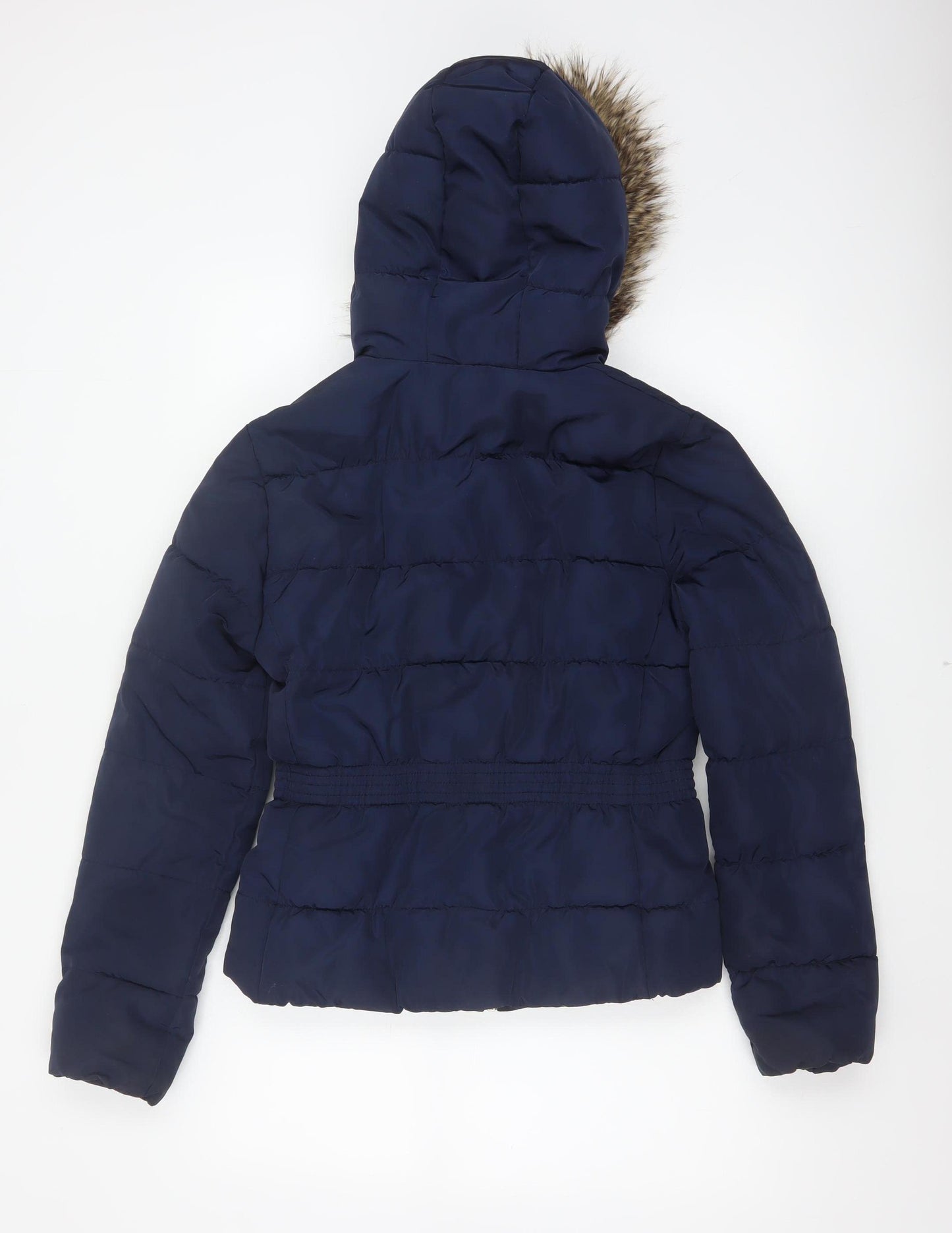 H&M Women’s Blue Size 10 Hooded Faux Fur Trim Puffer Jacket