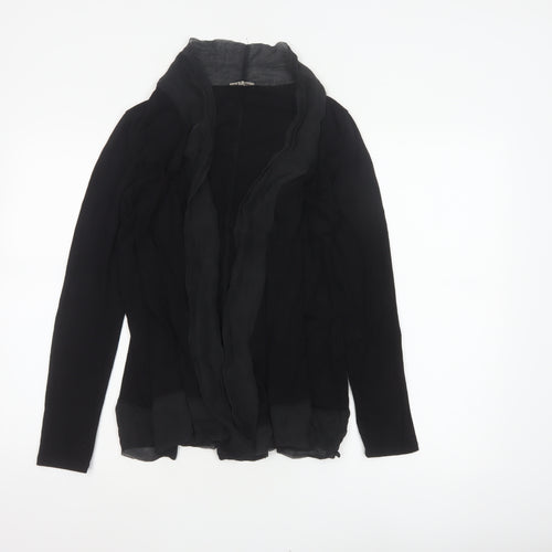 Jigsaw Women’s Black Size S Ruffle Open Front Long Sleeve Viscose Blouse