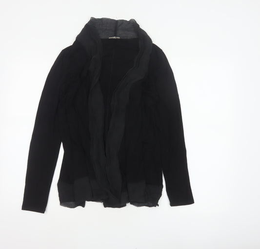 Jigsaw Women’s Black Size S Ruffle Open Front Long Sleeve Viscose Blouse