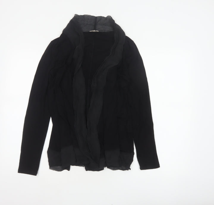 Jigsaw Women’s Black Size S Ruffle Open Front Long Sleeve Viscose Blouse