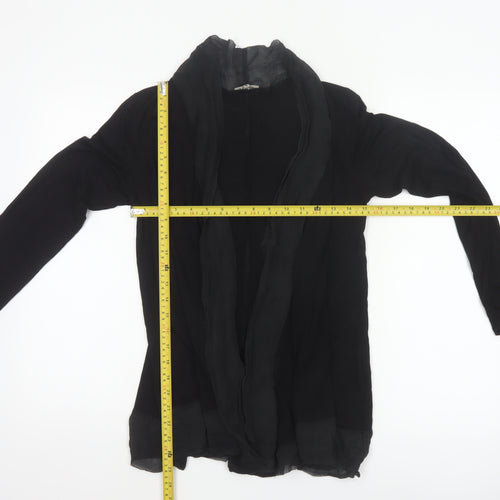 Jigsaw Women’s Black Size S Ruffle Open Front Long Sleeve Viscose Blouse