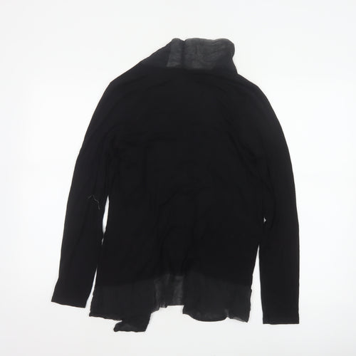 Jigsaw Women’s Black Size S Ruffle Open Front Long Sleeve Viscose Blouse