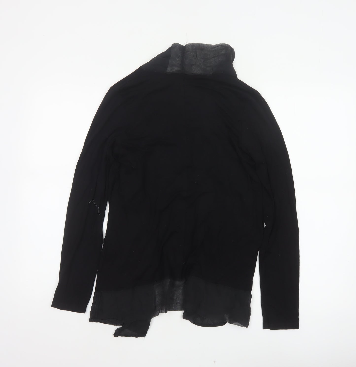Jigsaw Women’s Black Size S Ruffle Open Front Long Sleeve Viscose Blouse
