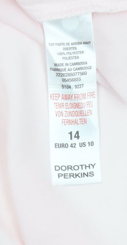 Dorothy Perkins Women’s Pink UK 14 Tunic Blouse Flutter Sleeves