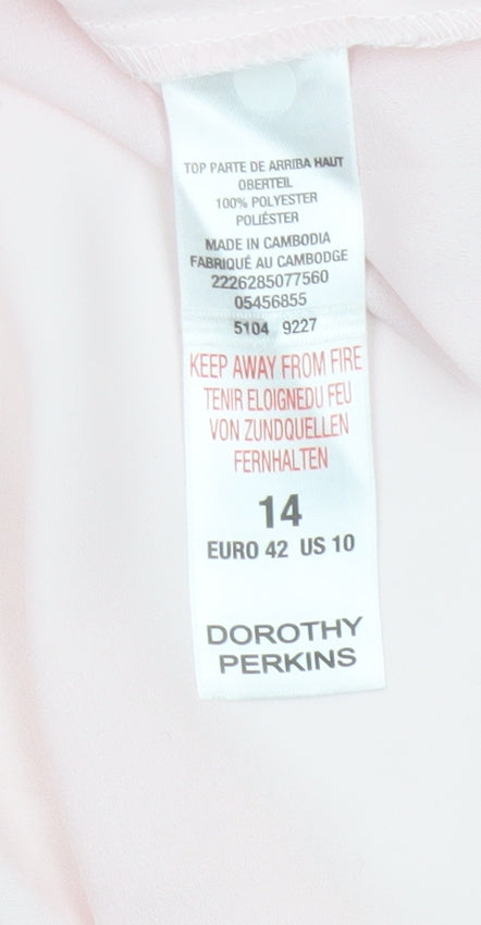 Dorothy Perkins Women’s Pink UK 14 Tunic Blouse Flutter Sleeves