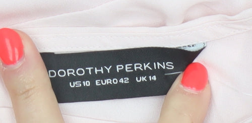 Dorothy Perkins Women’s Pink UK 14 Tunic Blouse Flutter Sleeves