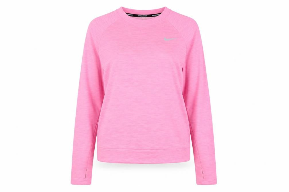 Front view of Nike Women’s Pink S Dri-FIT Running Long Sleeve Pullover Top