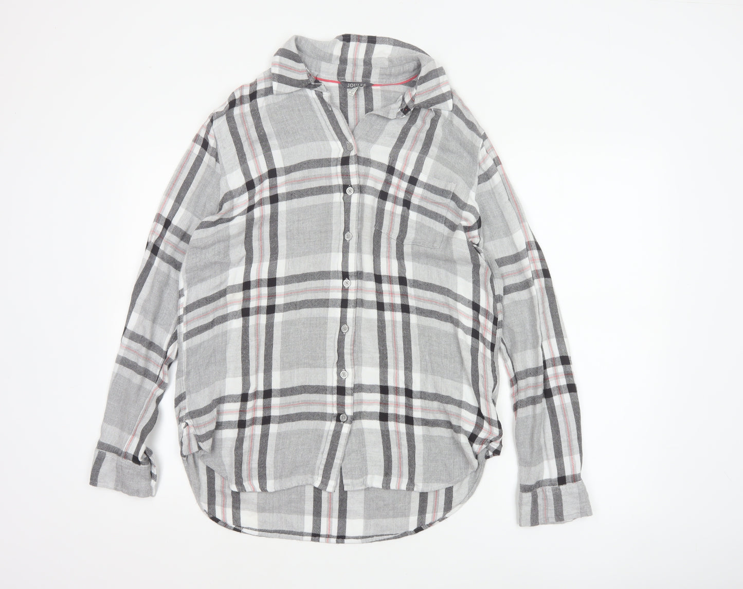 Joules Women Multicoloured UK 14 Basic Plaid Viscose Roll Tab Shirt