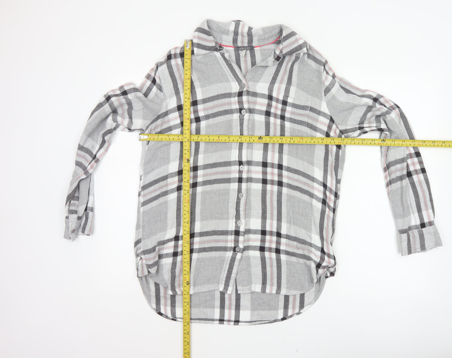 Joules Women Multicoloured UK 14 Basic Plaid Viscose Roll Tab Shirt
