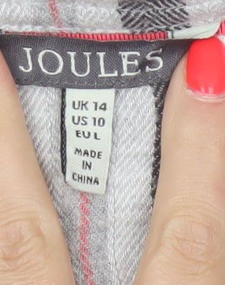 Joules Women Multicoloured UK 14 Basic Plaid Viscose Roll Tab Shirt