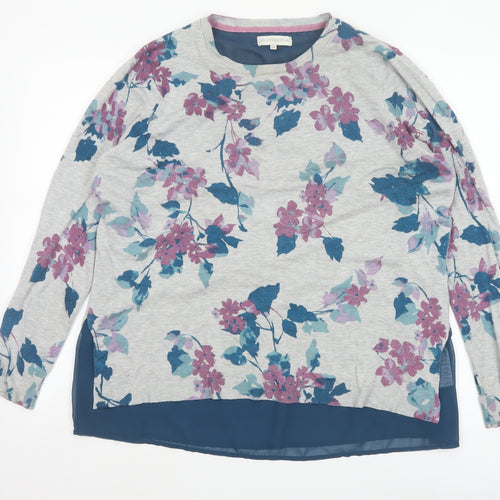 RJR John Rocha Women Grey Floral Knit Layered Jumper UK 14