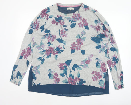 RJR John Rocha Women Grey Floral Knit Layered Jumper UK 14