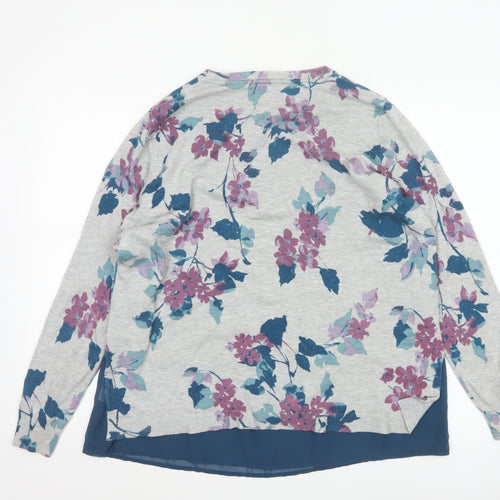 RJR John Rocha Women Grey Floral Knit Layered Jumper UK 14