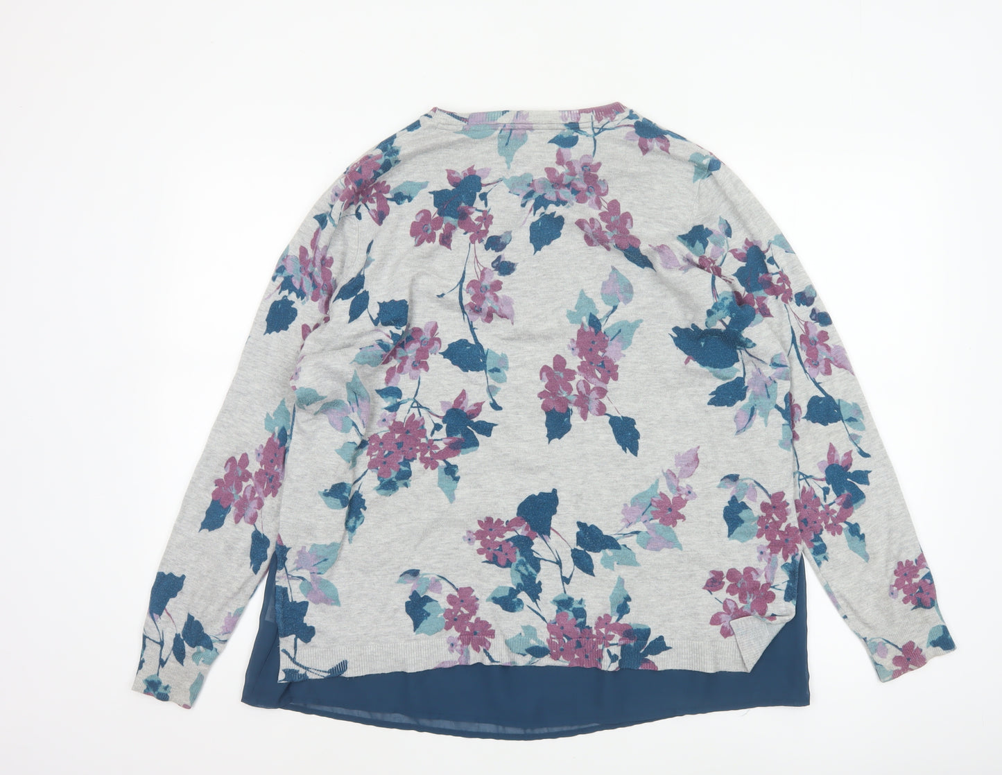 RJR John Rocha Women Grey Floral Knit Layered Jumper UK 14