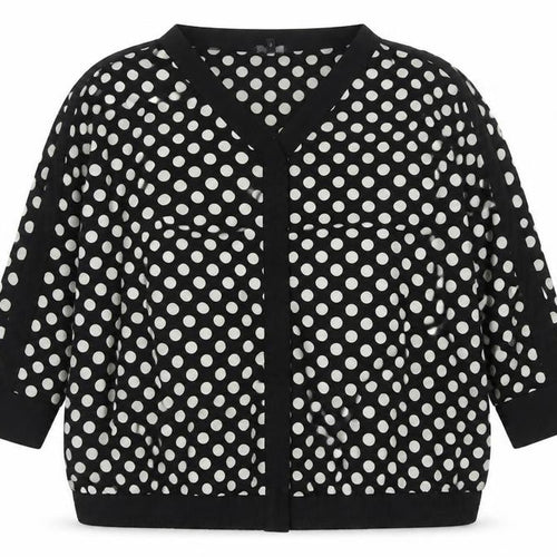 Next Women Black UK 20 Polka Dot V-Neck Open Front Long Sleeve Blouse