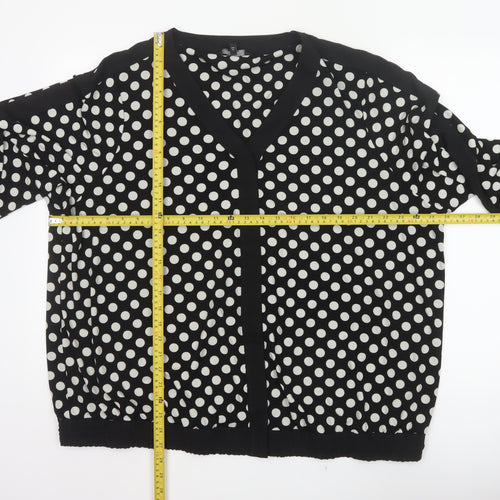 Next Women Black UK 20 Polka Dot V-Neck Open Front Long Sleeve Blouse