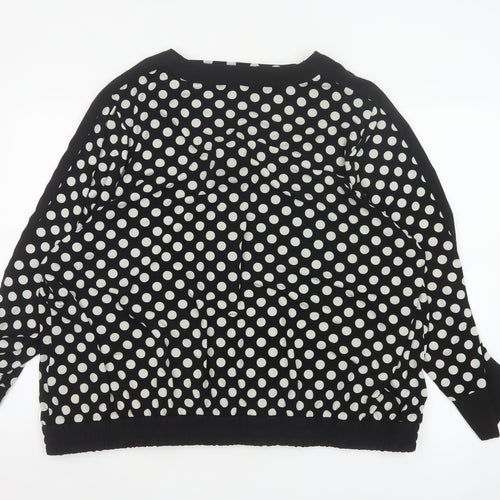 Next Women Black UK 20 Polka Dot V-Neck Open Front Long Sleeve Blouse