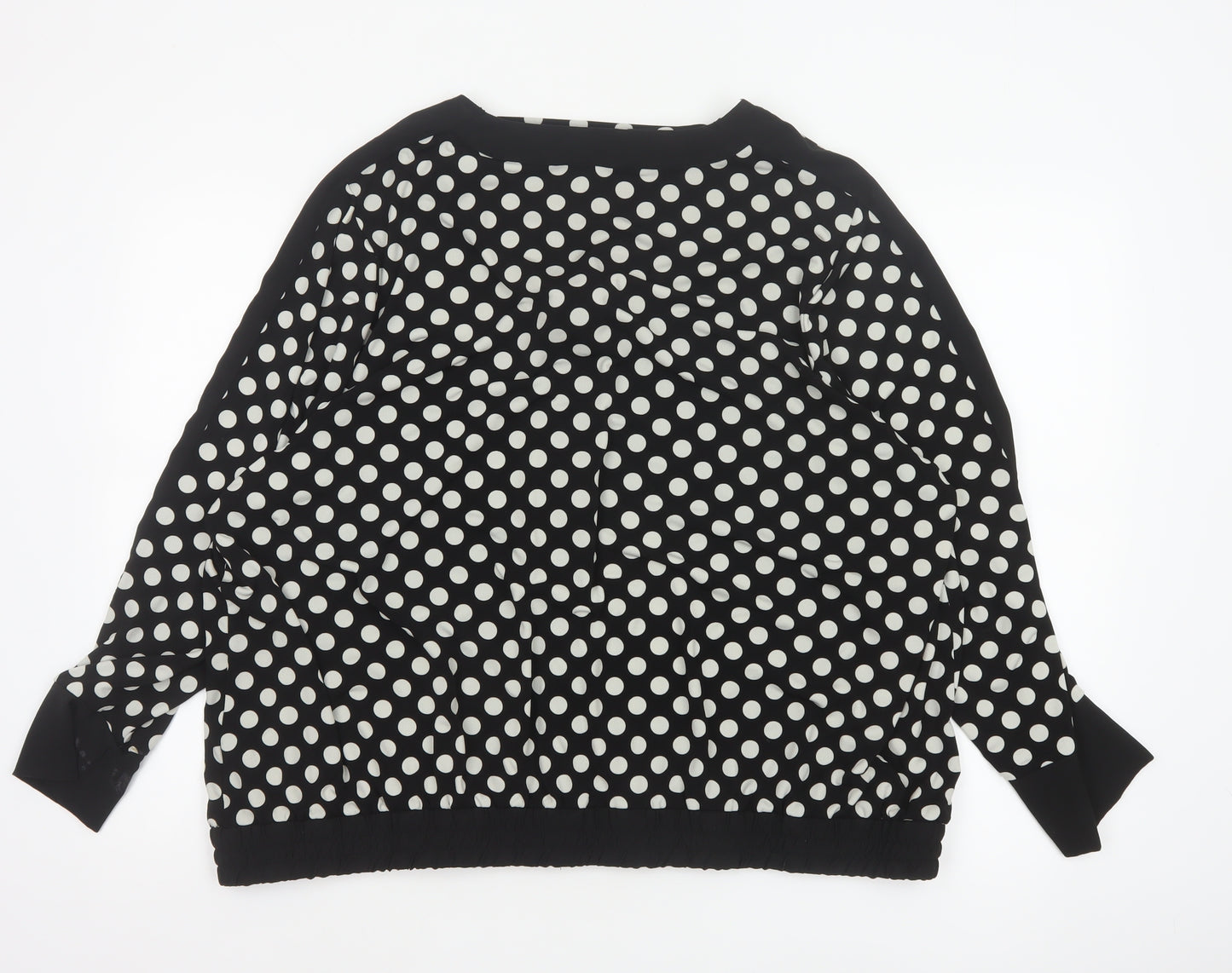 Next Women Black UK 20 Polka Dot V-Neck Open Front Long Sleeve Blouse