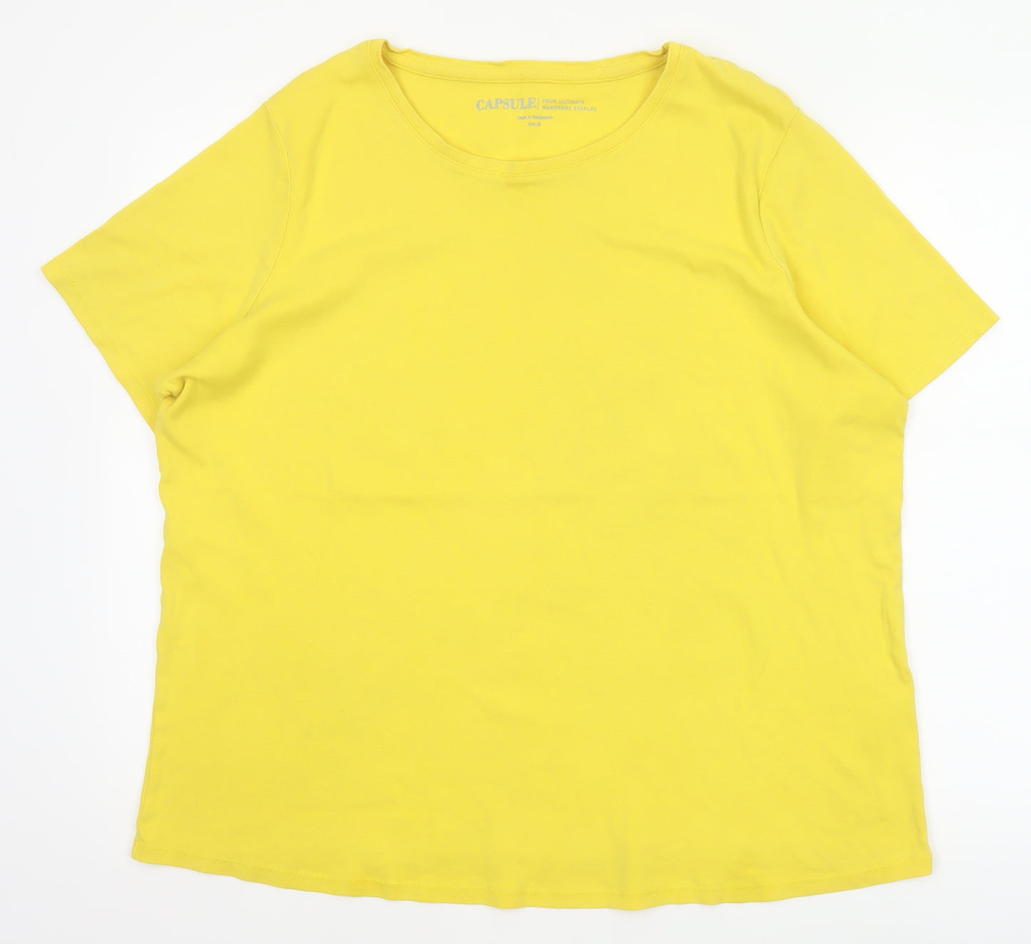 Capsule Women Yellow Size 20 Basic Cotton Crew Neck T-Shirt
