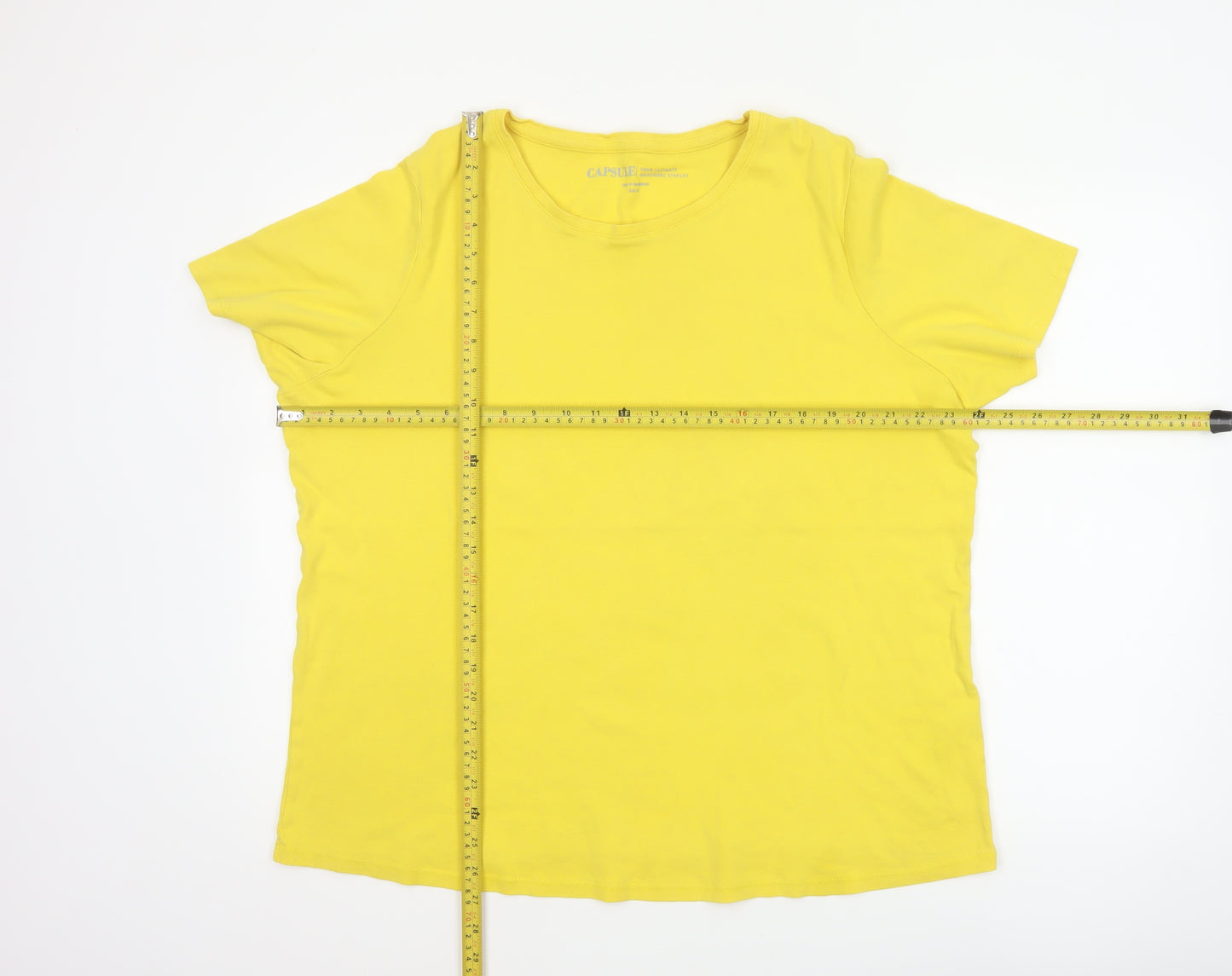 Capsule Women Yellow Size 20 Basic Cotton Crew Neck T-Shirt
